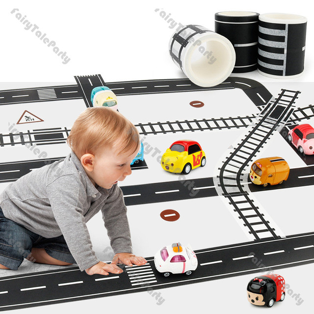 Creative Kids Toy Car Railway Road Creative Traffic Road Adhesive Masking  Tape Removable Play Room DIY Track Floor Sticker - AliExpress